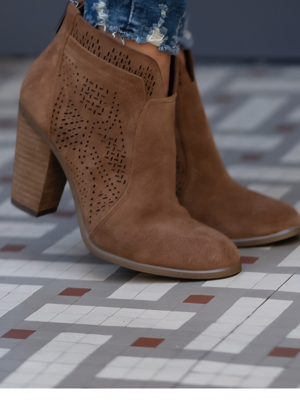 Vince Camuto Frasitta Suede Cutout Ankle Booties in Brown Moss - Women 9 1/2